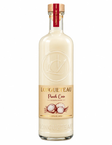 Bouteille Longueteau Punch Coco, punch au rhum agricole de Guadeloupe