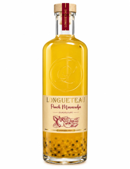 Bouteille Longueteau Punch Maracudja, punch au fruit de la passion de Guadeloupe