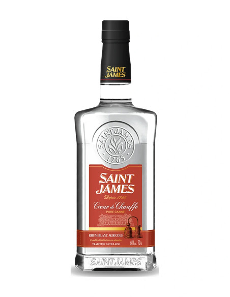 Bouteille carrée Saint James Cœur de Chauffe, rhum blanc agricole de Martinique